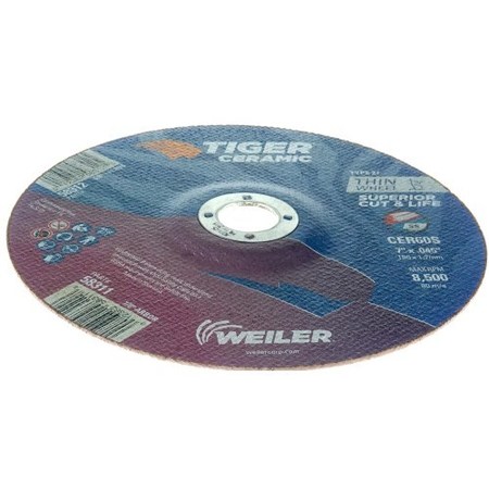 WEILER 7" x .060" TIGER CERAMIC Type 27 Cutting Wheel CER60S 7/8 A.H. 58311